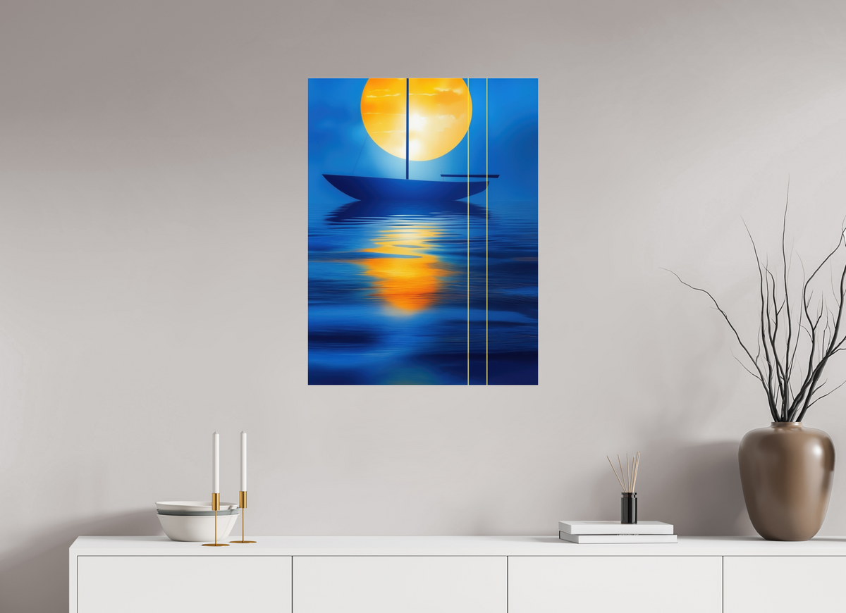 60 x 80 cm, Acrylglas glänzend standard Segel im goldenen Kreis—Wandkunst, Fine Art Print, Leinwand, Acryldruck, Alu-Dibond