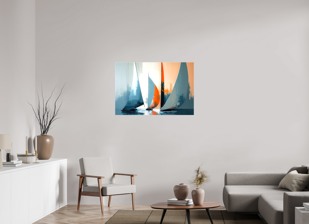 105 x 70 cm, Leinwand glänzend Segelboote abstrakt-14-32—Wandkunst, Fine Art Print, Leinwand, Acryldruck, Alu-Dibond