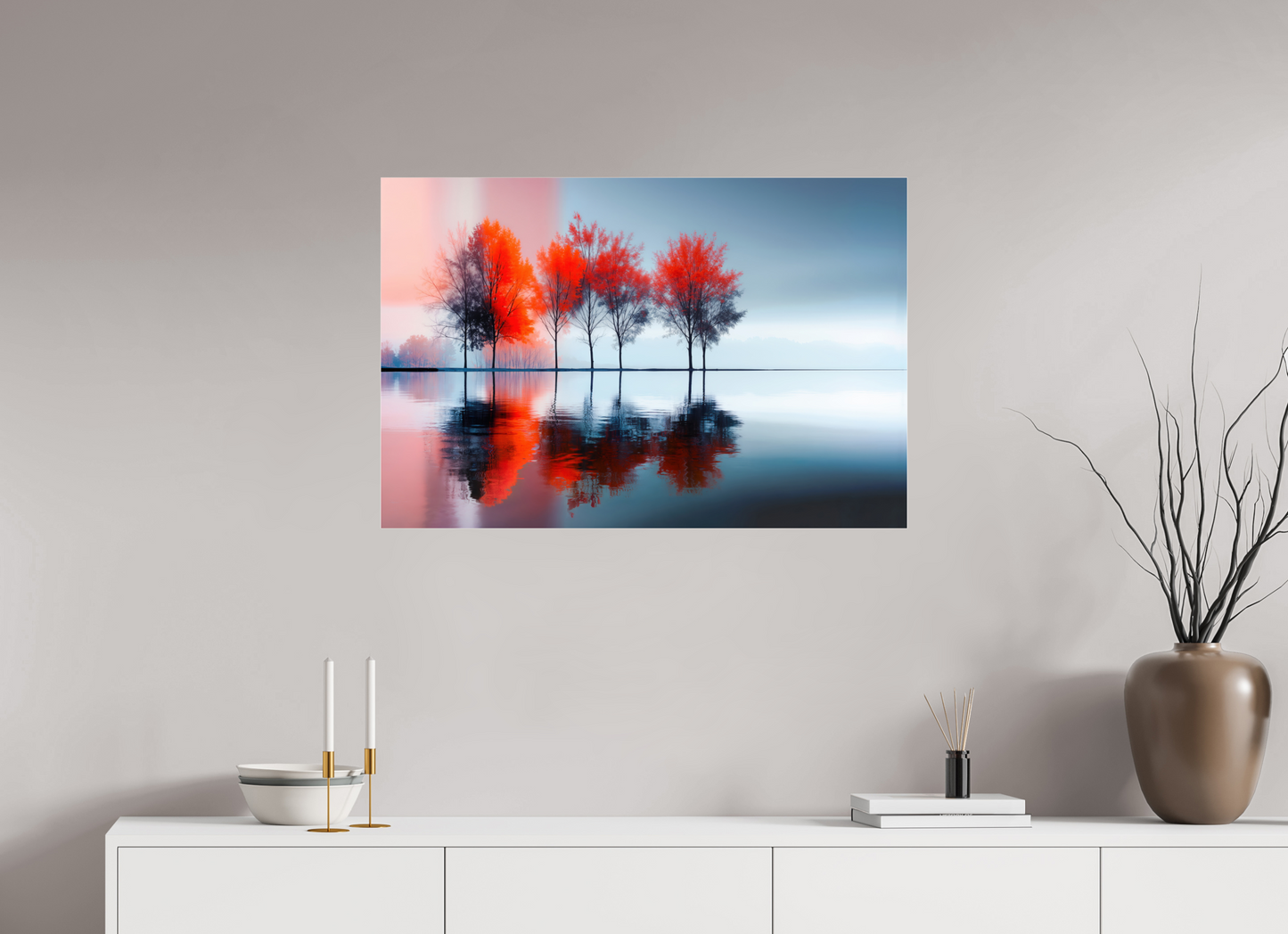 90 x 60 cm, Acrylglas glänzend standard Stille in Rot