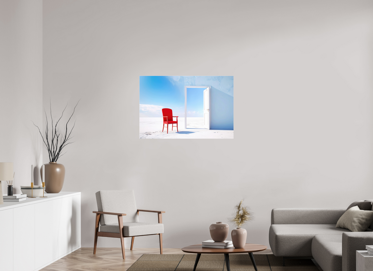 105 x 70 cm, Acrylglas glänzend standard Blick durch die Tür surreal-02—Wandkunst, Fine Art Print, Leinwand, Acryldruck, Alu-Dibond