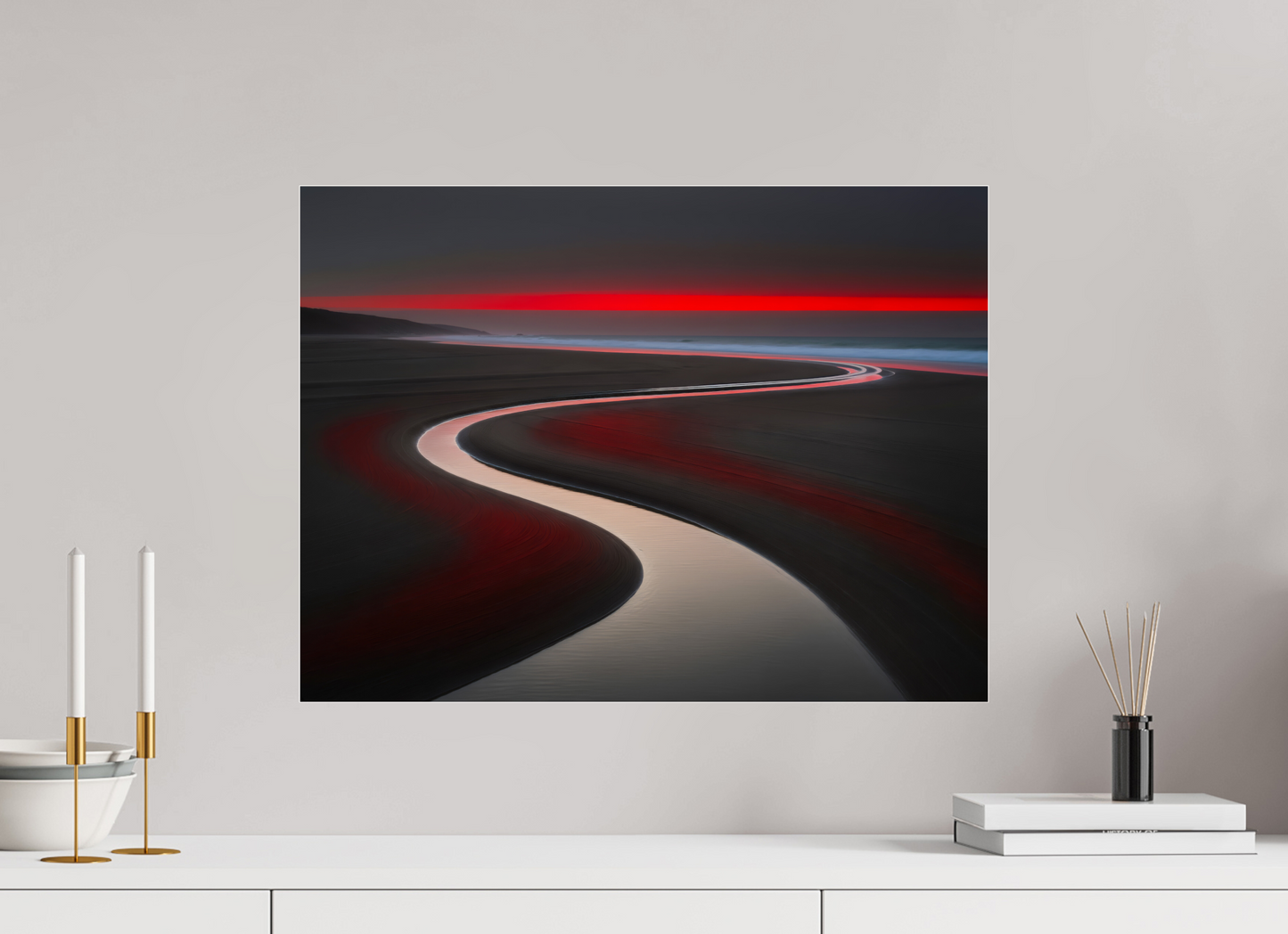 60 x 45 cm, Acrylglas glänzend standard Wattenmeer - die Linie des Lichts