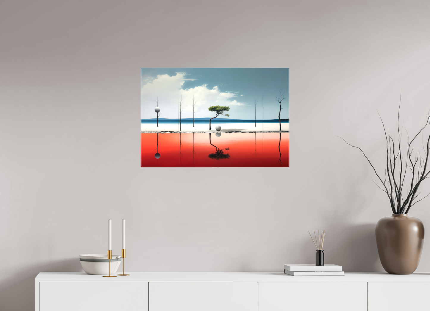 75 x 50 cm, Leinwand glänzend Balance am Rand des Wassers