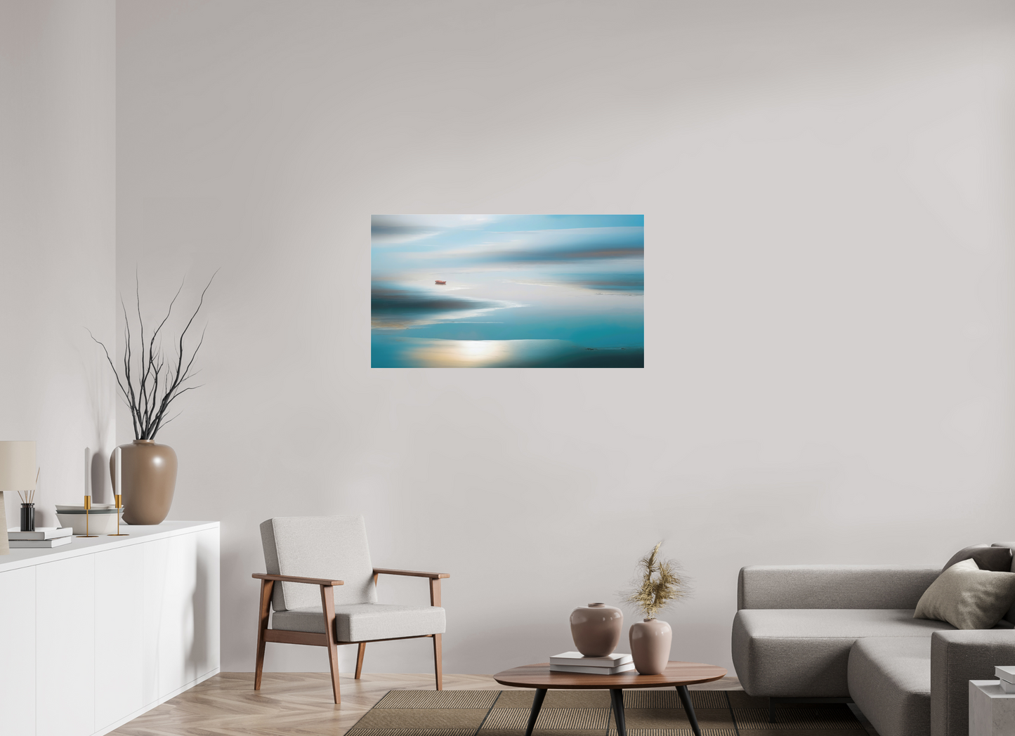 112 x 63 cm, Fine Art Pigmentdruck hinter Acrylglas Boot im Wattenmeer-06