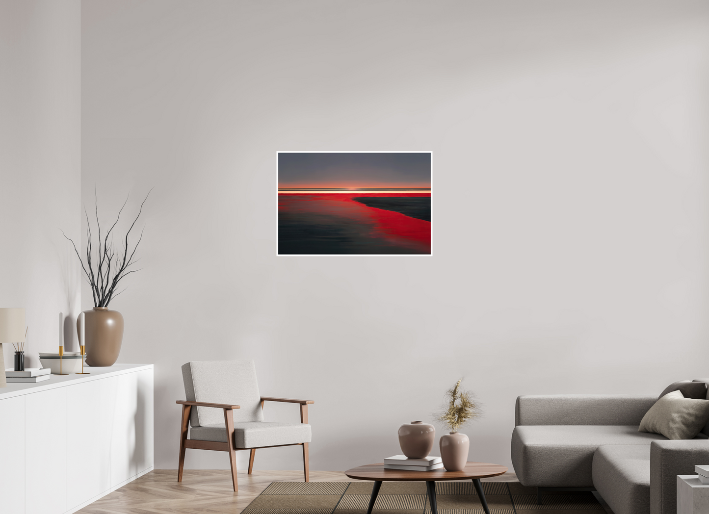 90 x 60 cm, Fine Art Print Hahnemühle Baryta Roter Spiegel des Watts, Wandbild als Kunstdruck, Acrylglas-Druck oder Leinwand