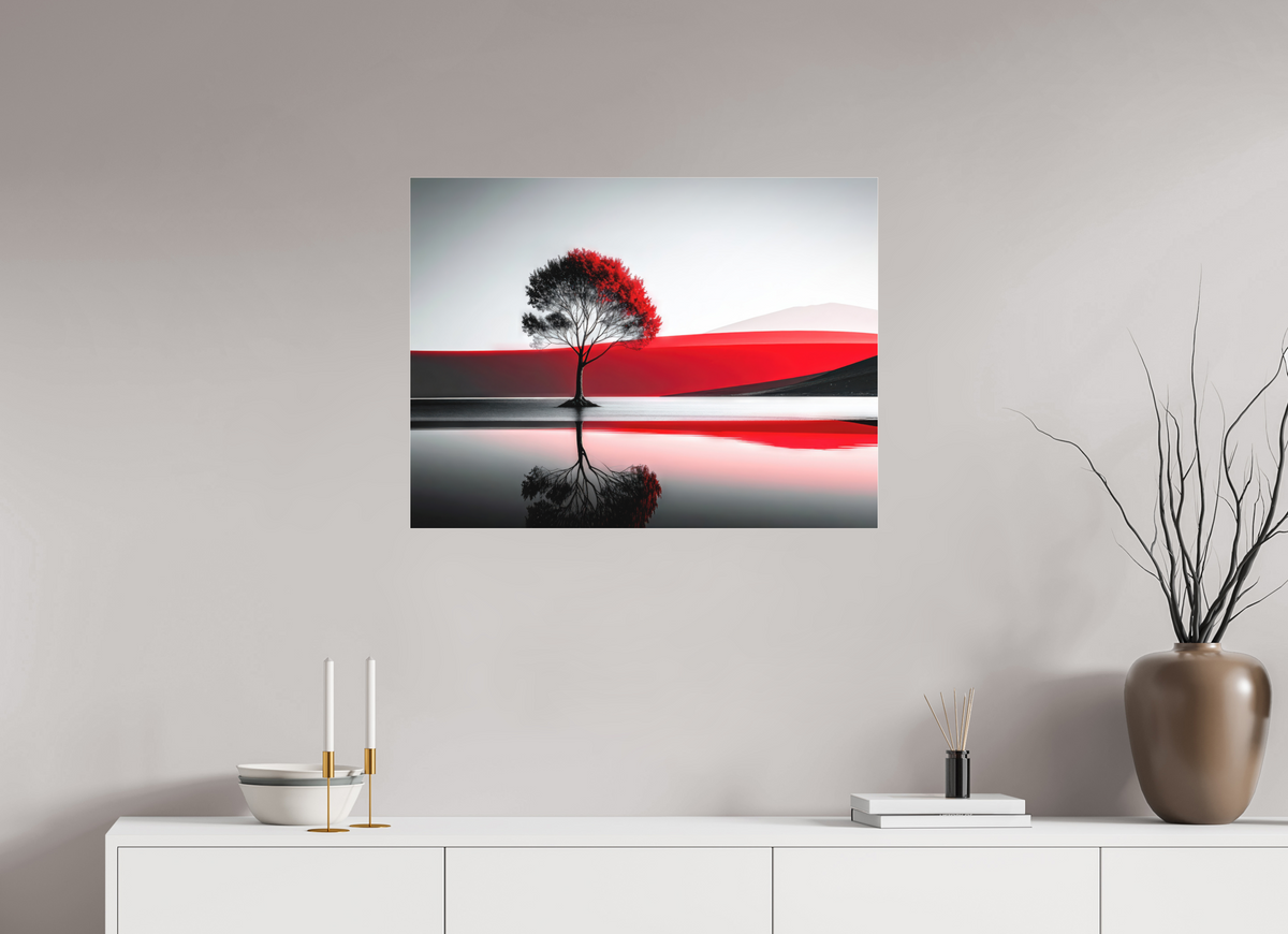 80 x 60 cm, Fine Art Pigmentdruck hinter Acrylglas Baum am Ufer surreal-01—Wandkunst, Fine Art Print, Leinwand, Acryldruck, Alu-Dibond