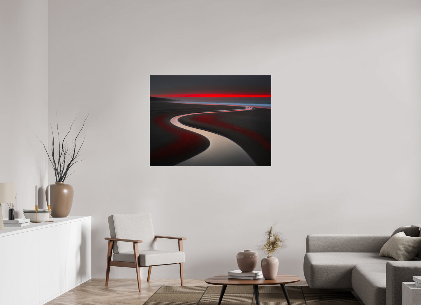 120 x 90 cm, Acrylglas glänzend standard Wattenmeer - die Linie des Lichts