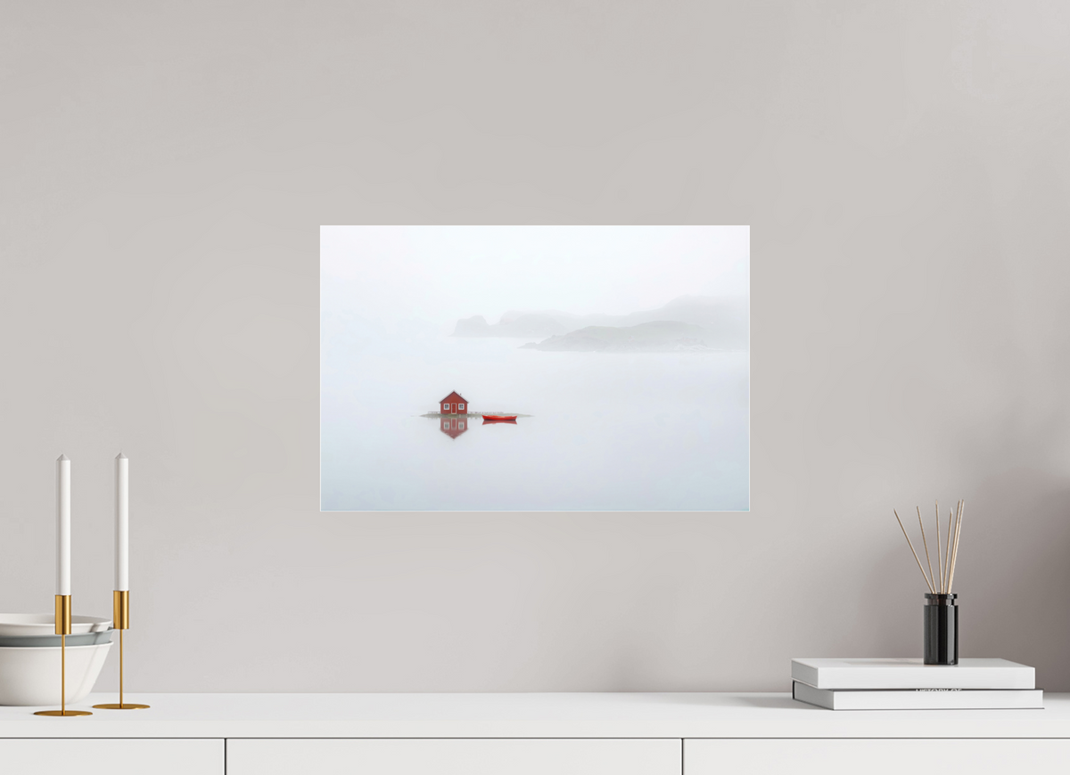 45 x 30 cm, Fine Art Pigmentdruck hinter Acrylglas Im Küstennebel ein Zuhause--Wandkunst, Fine Art Print, Leinwand, Acryldruck, Alu-Dibond
