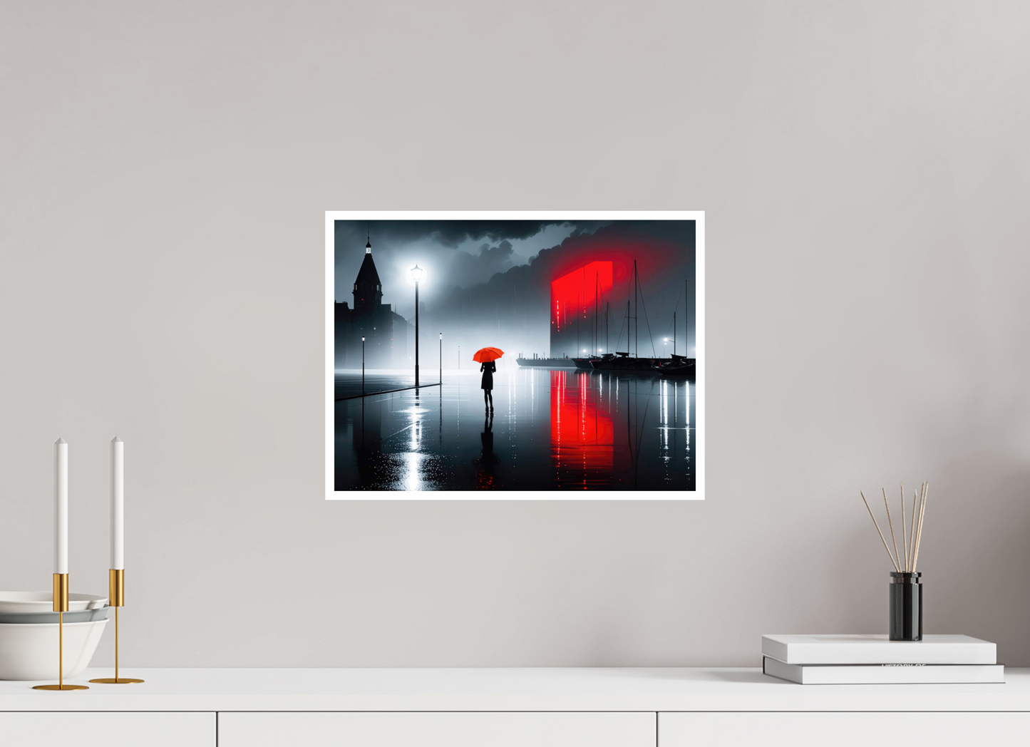 40 x 30 cm, Fine Art Print Hahnemühle Baryta Frau am Seglerhafen bei Nacht-01