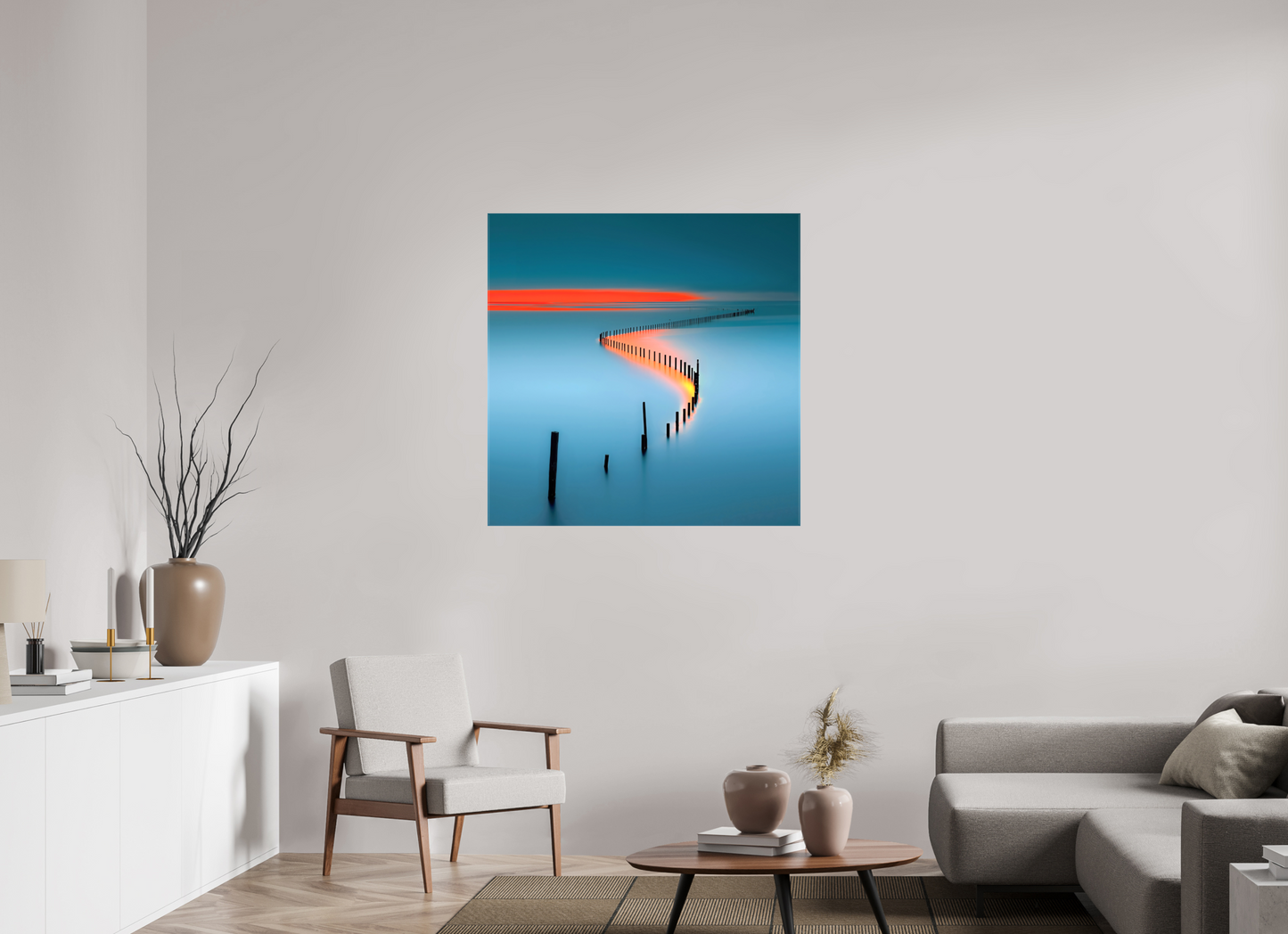 100 x 100 cm, Leinwand glänzend Lichtweg im Watt