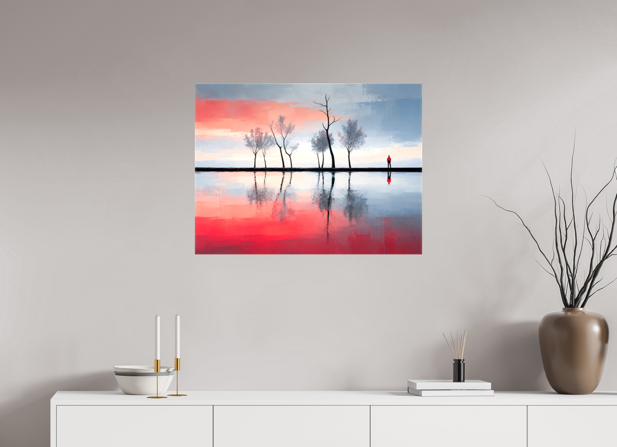 80 x 60 cm, Leinwand glänzend Stilles Ufer - Zwischen Licht und Spiegelung