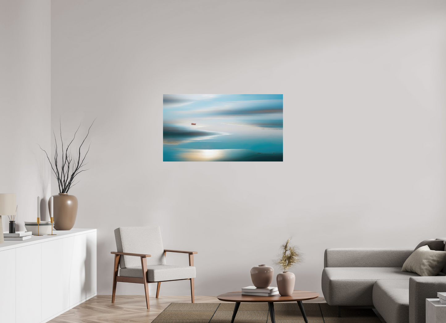 112 x 63 cm, Acrylglas glänzend standard Boot im Wattenmeer-06