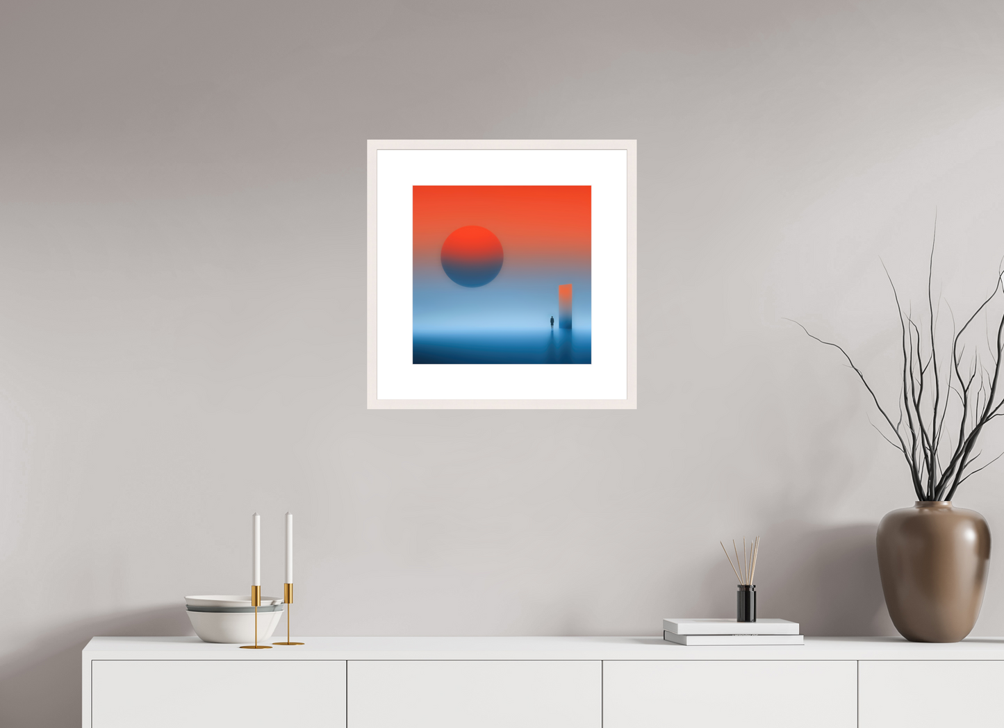 40 x 40 cm, Fine Art Print gerahmt Passage ins Abendrot