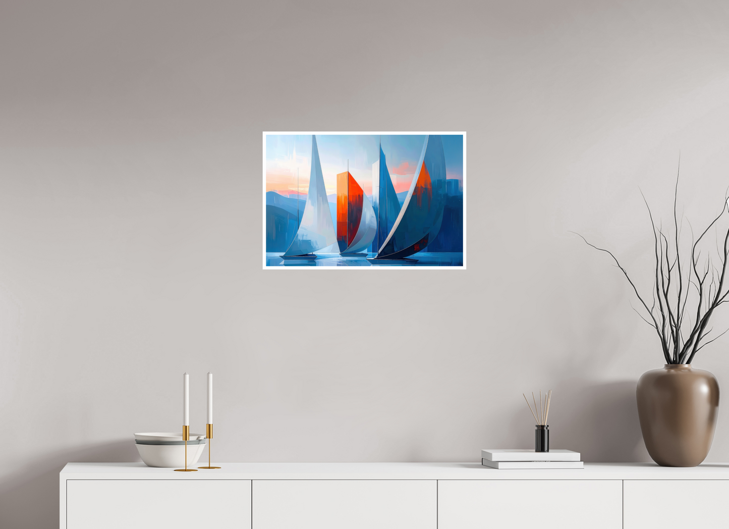 60 x 40 cm, Fine Art Print Hahnemühle Baryta Segelboote abstrakt-15-32