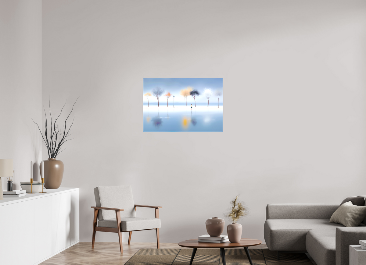 90 x 60 cm, Leinwand glänzend Stilles Ufer, ferne Gedanken—Wandkunst, Fine Art Print, Leinwand, Acryldruck, Alu-Dibond