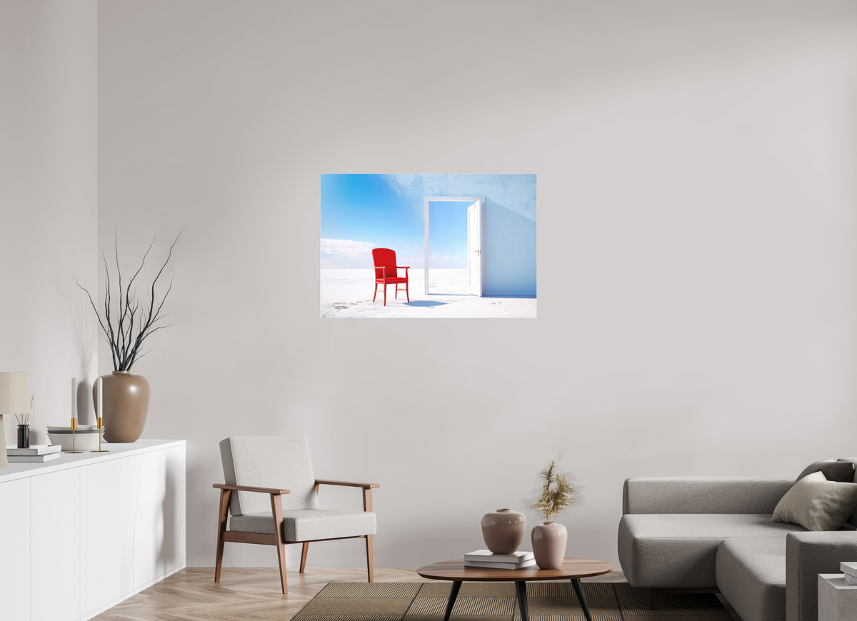 105 x 70 cm, Fine Art Pigmentdruck hinter Acrylglas Blick durch die Tür surreal-02—Wandkunst, Fine Art Print, Leinwand, Acryldruck, Alu-Dibond