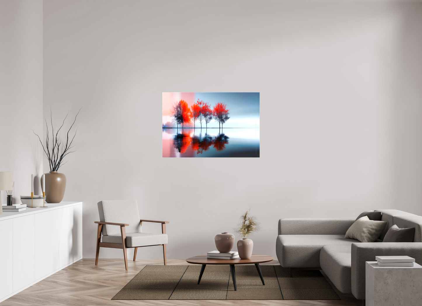 120 x 80 cm, Leinwand glänzend Stille in Rot