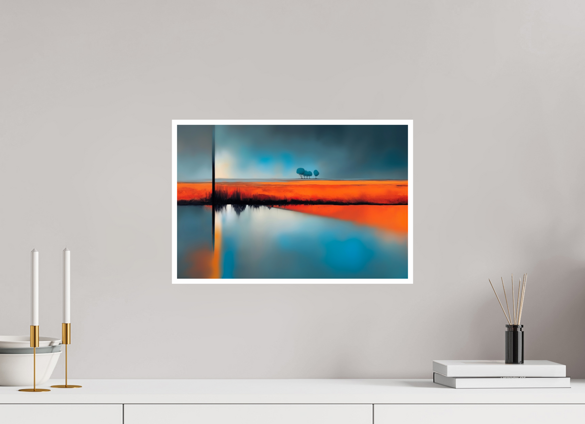 45 x 30 cm, Fine Art Print Hahnemühle Baryta Blauer Halt am roten Ufer—Wandkunst, Fine Art Print, Leinwand, Acryldruck, Alu-Dibond