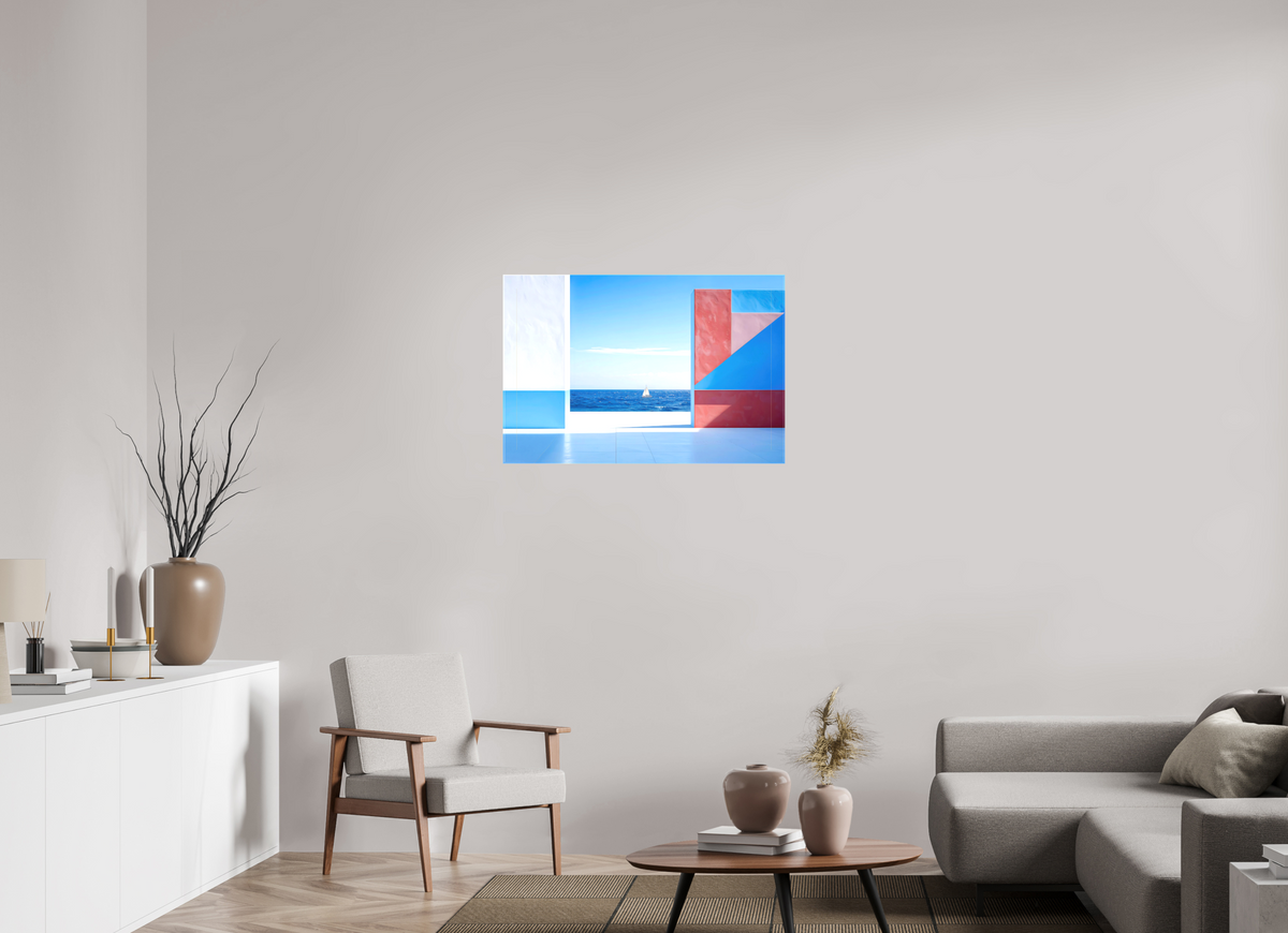 90 x 60 cm, Leinwand glänzend Mauer am Meer-03—Wandkunst, Fine Art Print, Leinwand, Acryldruck