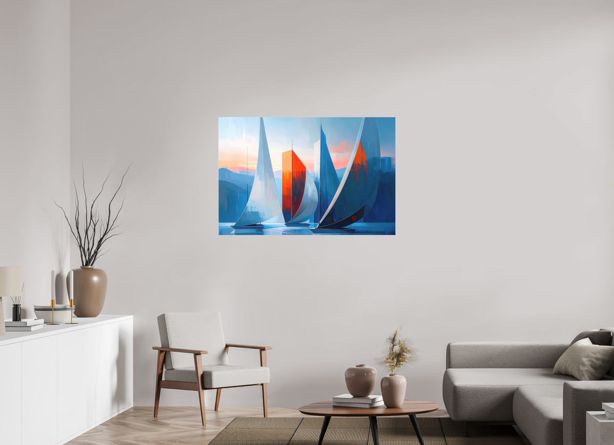 120 x 80 cm, Fine Art Pigmentdruck hinter Acrylglas Segelboote abstrakt-15-32—Wandkunst, Fine Art Print, Leinwand, Acryldruck, Alu-Dibond