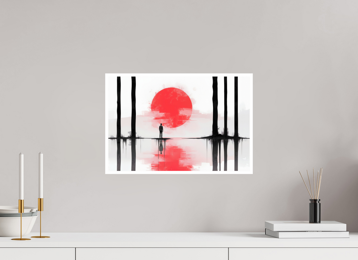45 x 30 cm, Fine Art Print Hahnemühle Baryta Rote Sonne, Stille Küste—Wandkunst, Fine Art Print, Leinwand, Acryldruck, Alu-Dibond