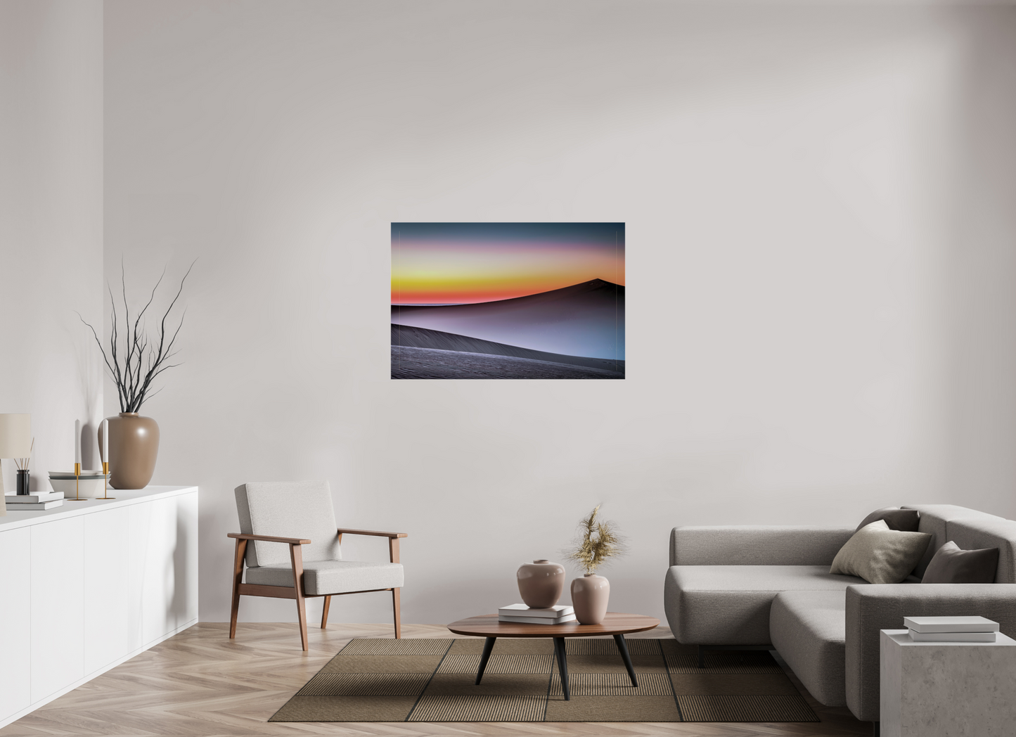 120 x 80 cm, Leinwand glänzend Dämmerung über der Düne