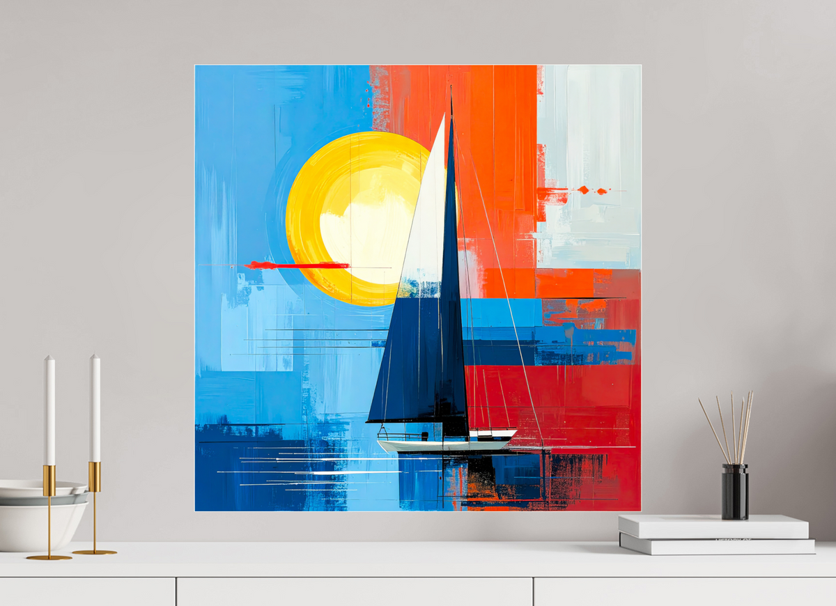 60 x 60 cm, Acrylglas glänzend standard Segelboot-Kunst – Licht, Farbe und Bewegung—Wandkunst, Fine Art Print, Leinwand, Acryldruck, Alu-Dibond
