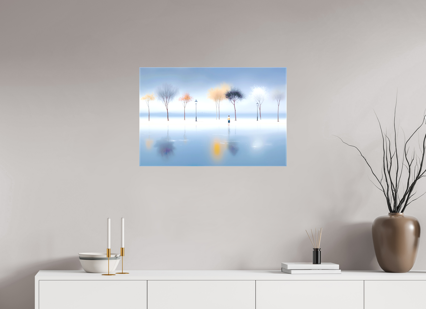 75 x 50 cm, Leinwand glänzend Stilles Ufer, ferne Gedanken