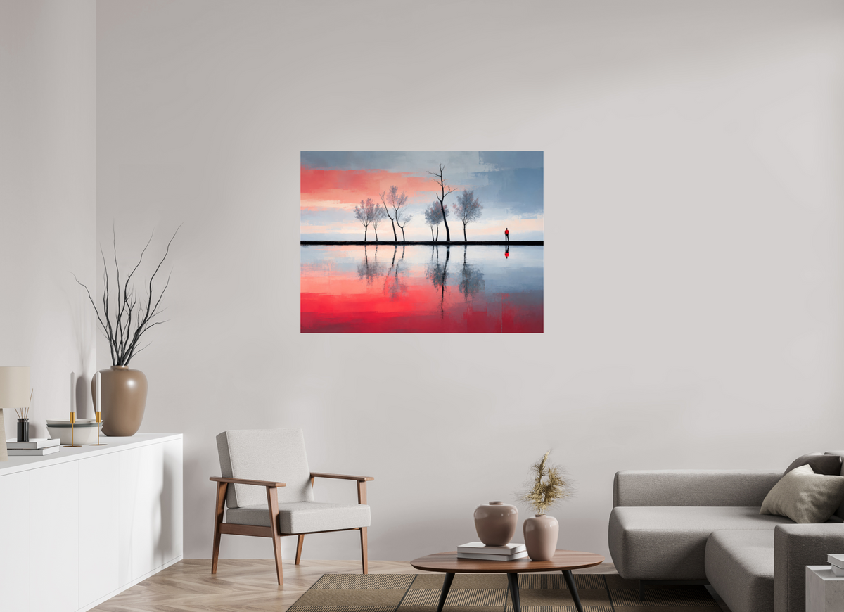 120 x 90 cm, Acrylglas glänzend standard Stilles Ufer - Zwischen Licht und Spiegelung