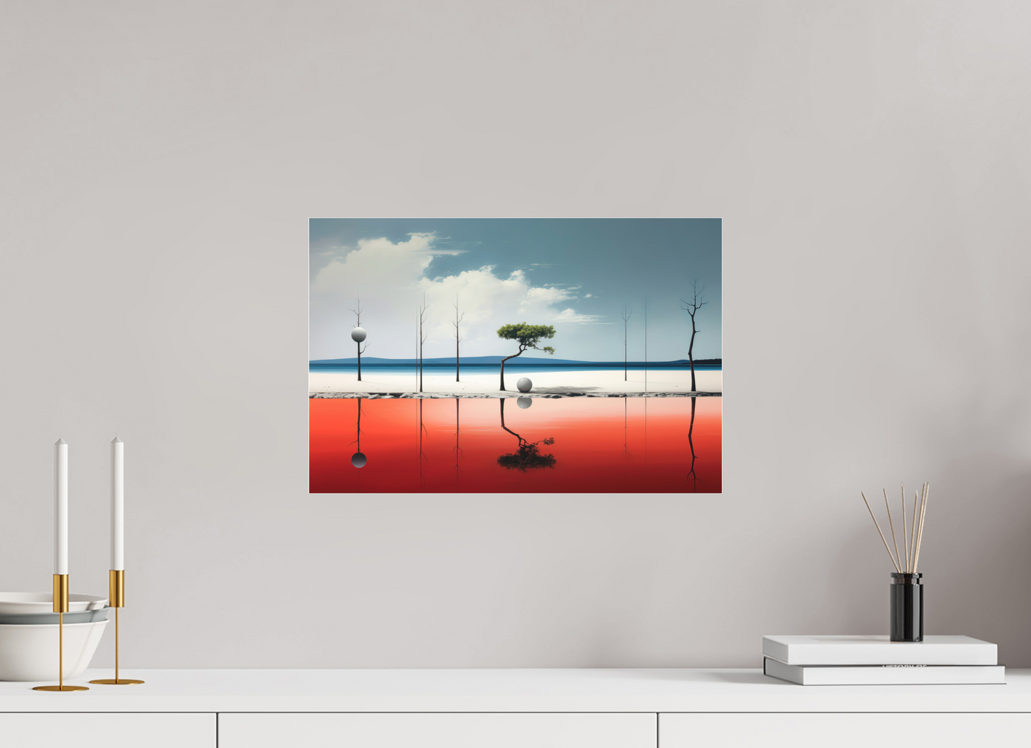 45 x 30 cm, Fine Art Pigmentdruck hinter Acrylglas Balance am Rand des Wassers—Wandkunst, Fine Art Print, Leinwand, Acryldruck, Alu-Dibond