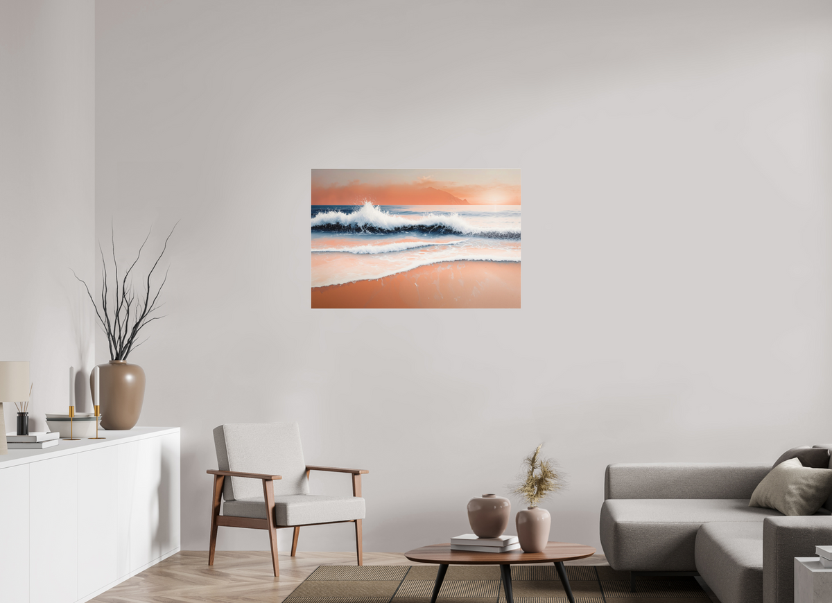 105 x 70 cm, Fine Art Pigmentdruck hinter Acrylglas Brandung in Pastell—Wandkunst, Fine Art Print, Leinwand, Acryldruck, Alu-Dibond
