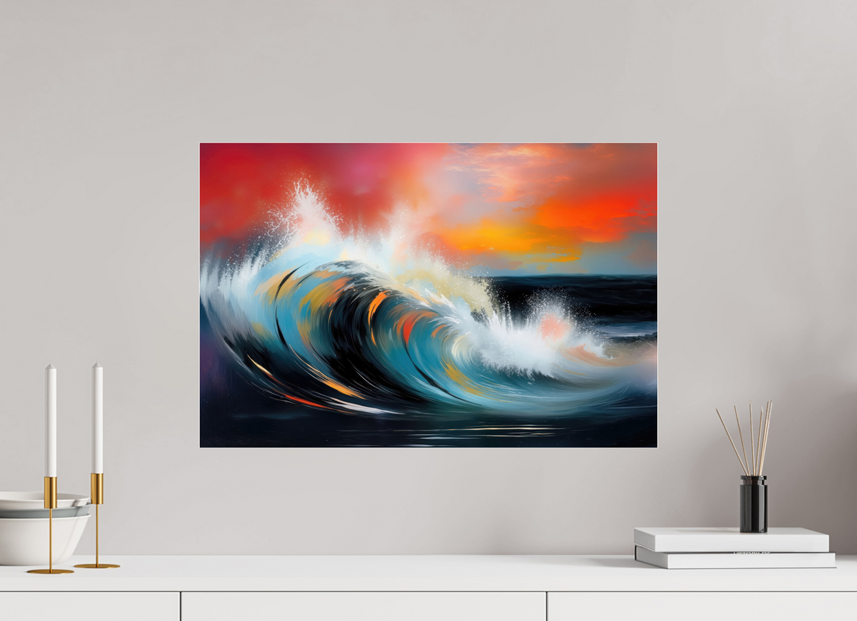 60 x 40 cm, Acrylglas glänzend standard Glühende Brandung—Wandkunst, Fine Art Print, Leinwand, Acryldruck, Alu-Dibond