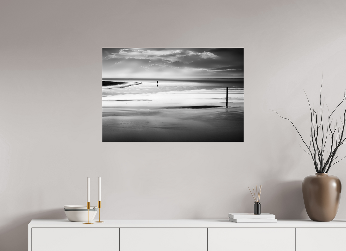 90 x 60 cm, Acrylglas glänzend standard Mann im Wattenmeer-01