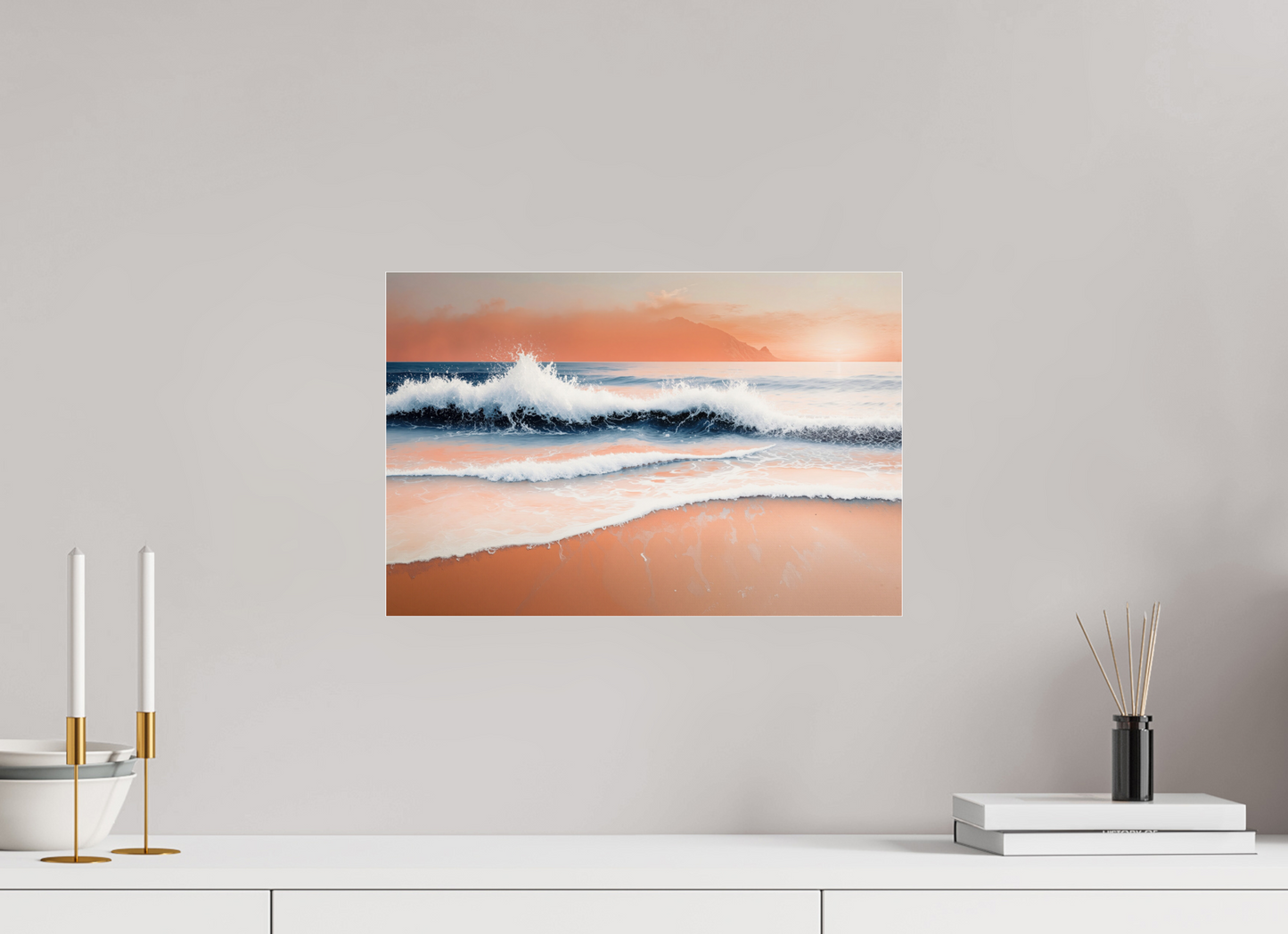 45 x 30 cm, Acrylglas glänzend standard Brandung in Pastell