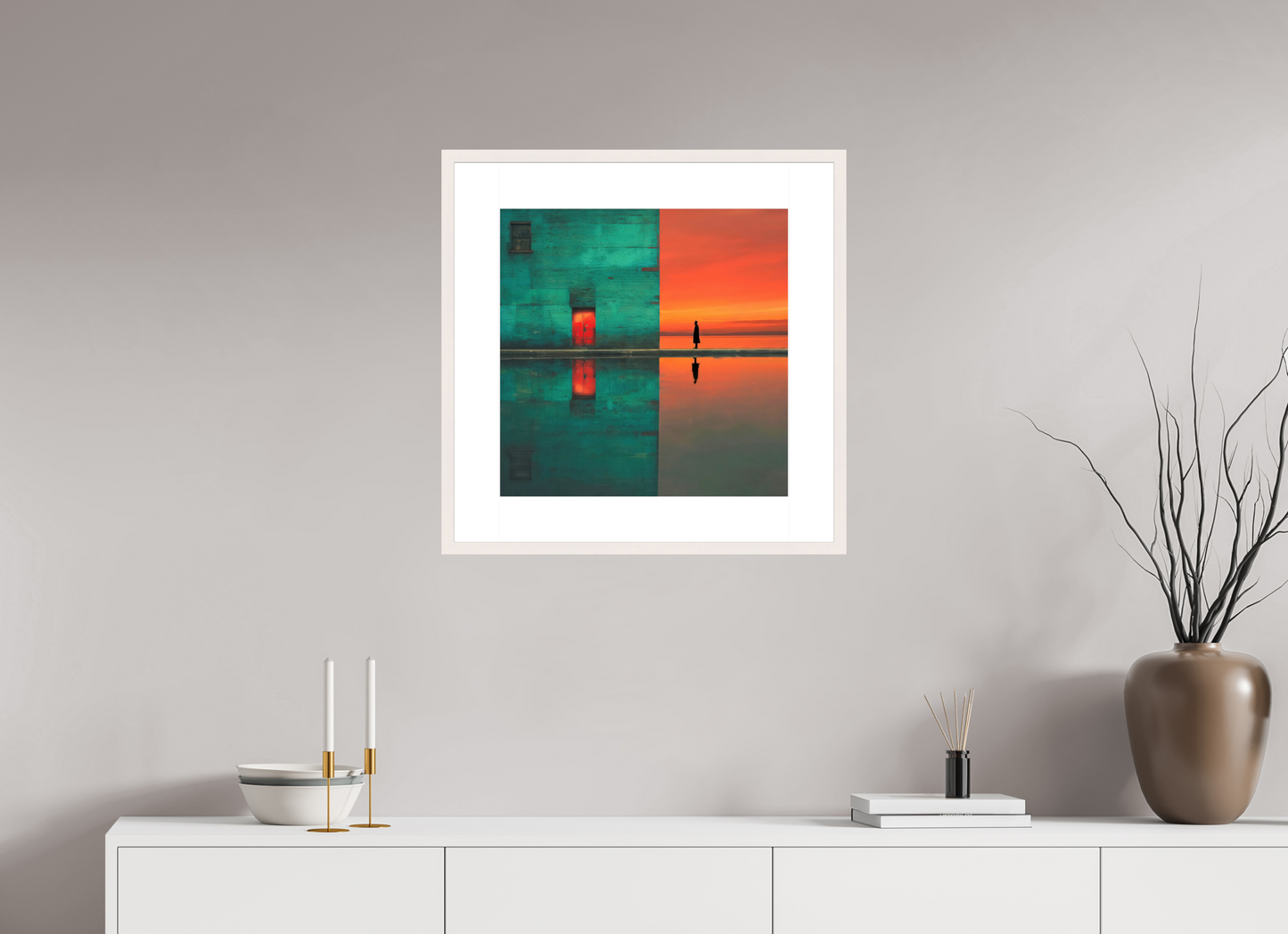 50 x 50 cm, Fine Art Print gerahmt Schwelle zum Meer—Wandkunst, Fine Art Print, Leinwand, Acryldruck, Alu-Dibond