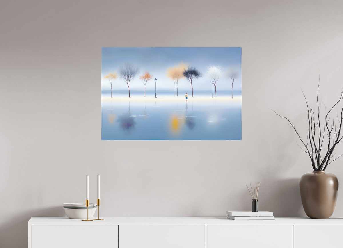 90 x 60 cm, Acrylglas glänzend standard Stilles Ufer, ferne Gedanken—Wandkunst, Fine Art Print, Leinwand, Acryldruck, Alu-Dibond