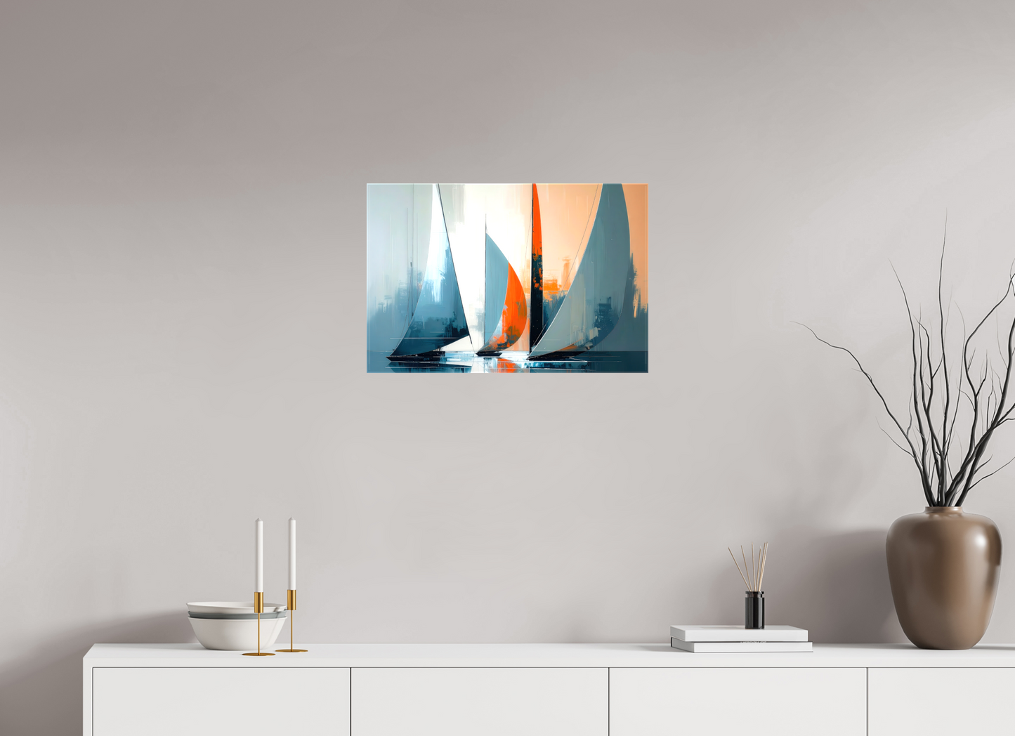 60 x 40 cm, Leinwand glänzend Segelboote abstrakt-14-32