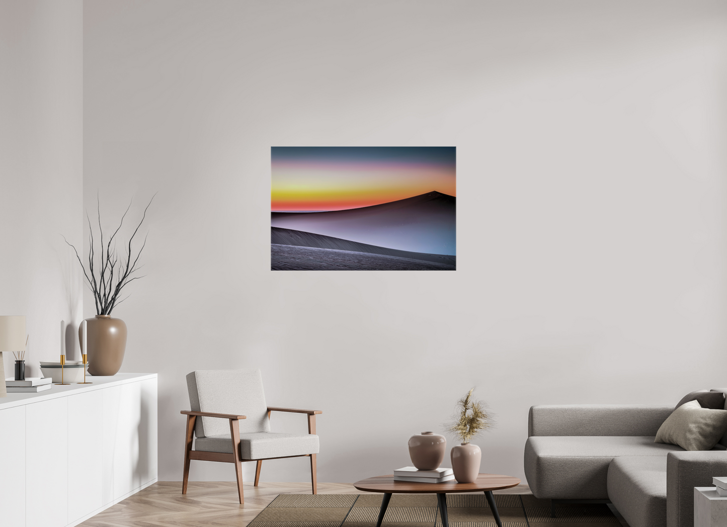 105 x 70 cm, Leinwand glänzend Dämmerung über der Düne