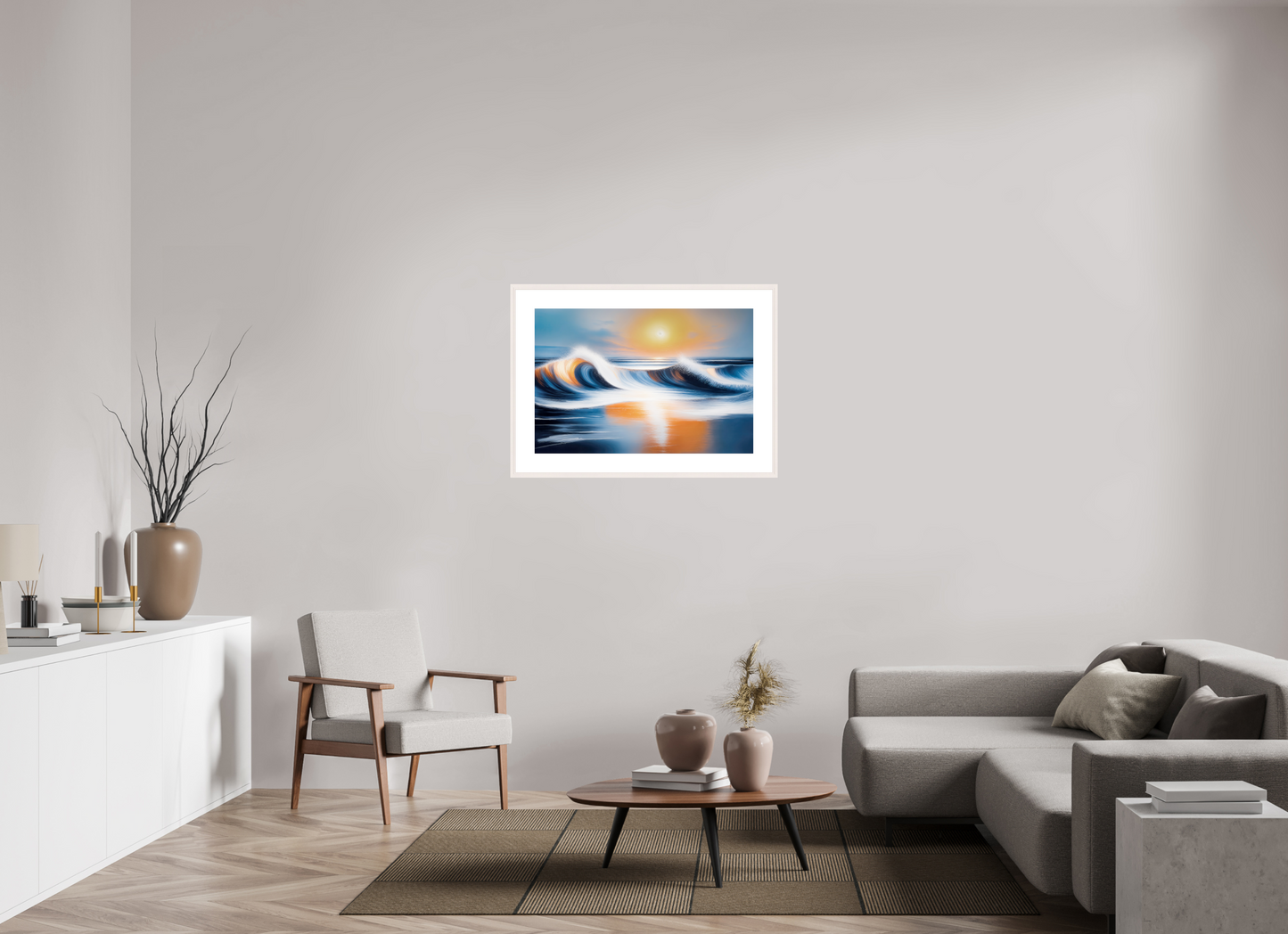 90 x 60 cm, Fine Art Print gerahmt Dialog der Wellen
