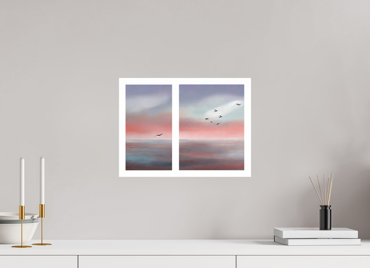 40 x 30 cm, Acrylglas glänzend standard Diptychon Vögel an der Küste-01