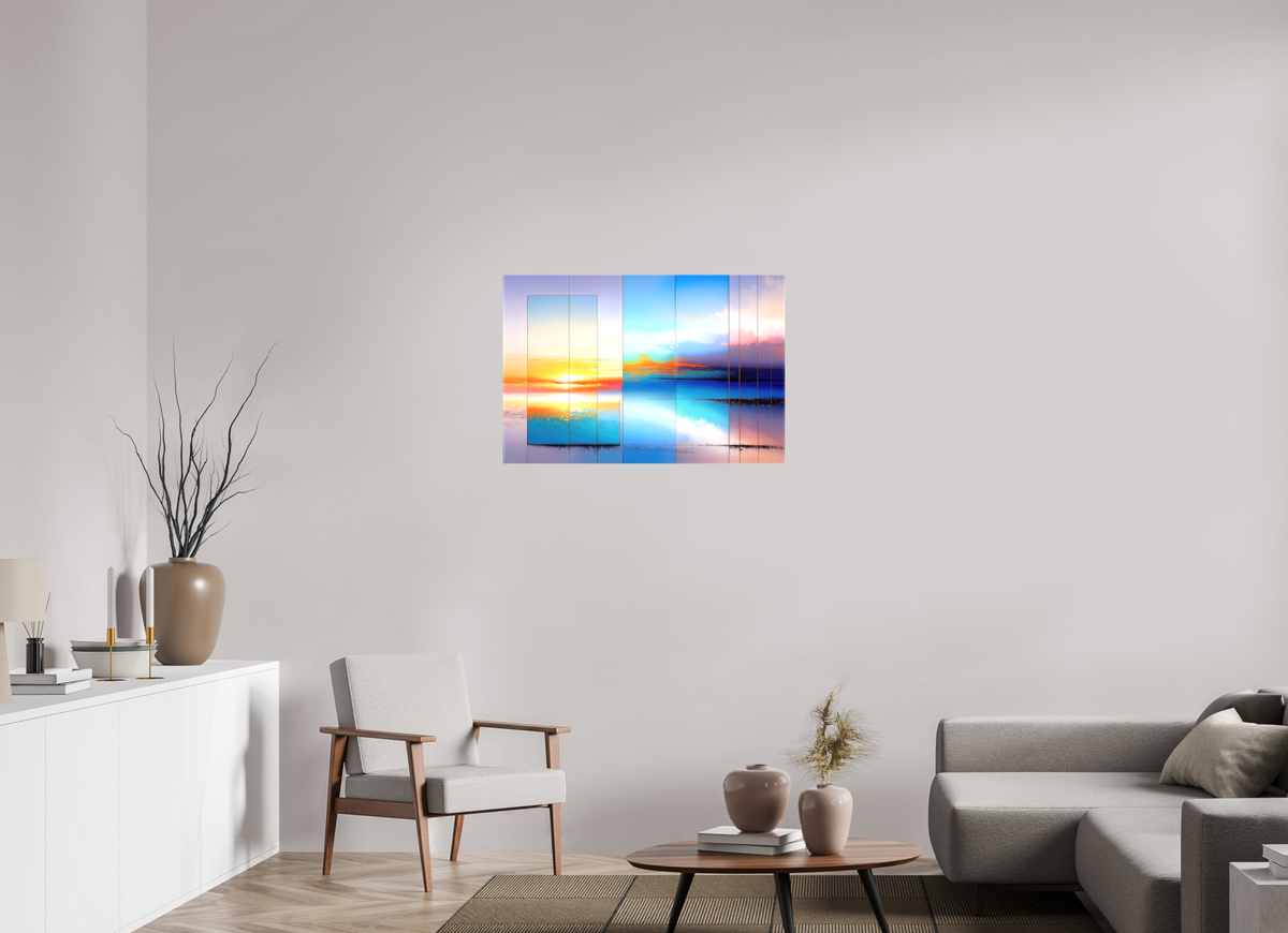 90 x 60 cm, Leinwand glänzend Fenster zum Meer-01—Wandkunst, Fine Art Print, Leinwand, Acryldruck, Alu-Dibond