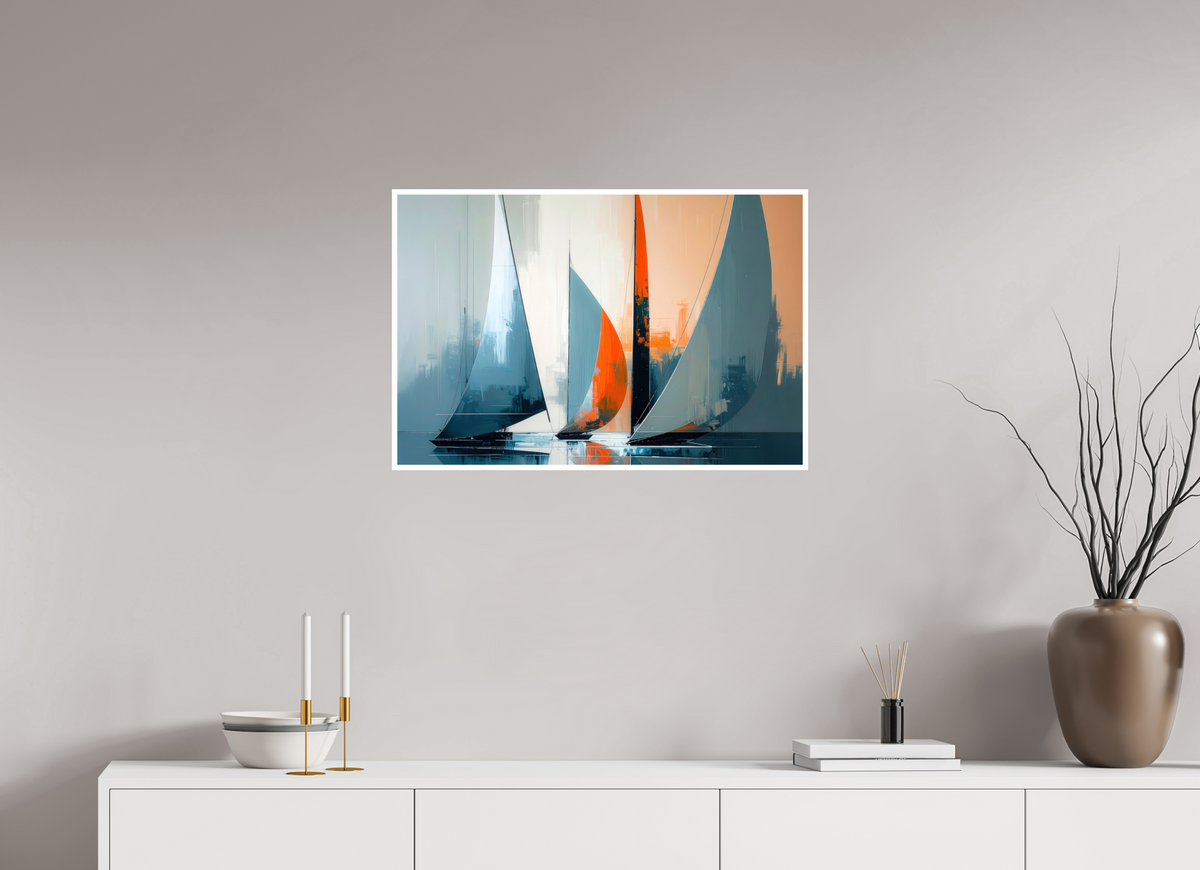 75 x 50 cm, Fine Art Print Hahnemühle Baryta Segelboote abstrakt-14-32—Wandkunst, Fine Art Print, Leinwand, Acryldruck, Alu-Dibond