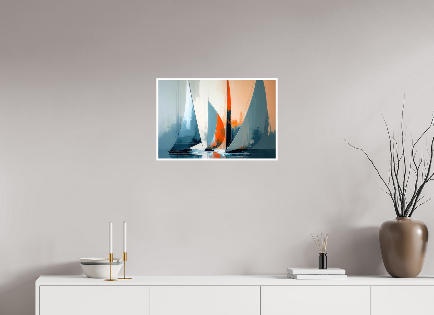60 x 40 cm, Fine Art Print Hahnemühle Baryta Segelboote abstrakt-14-32