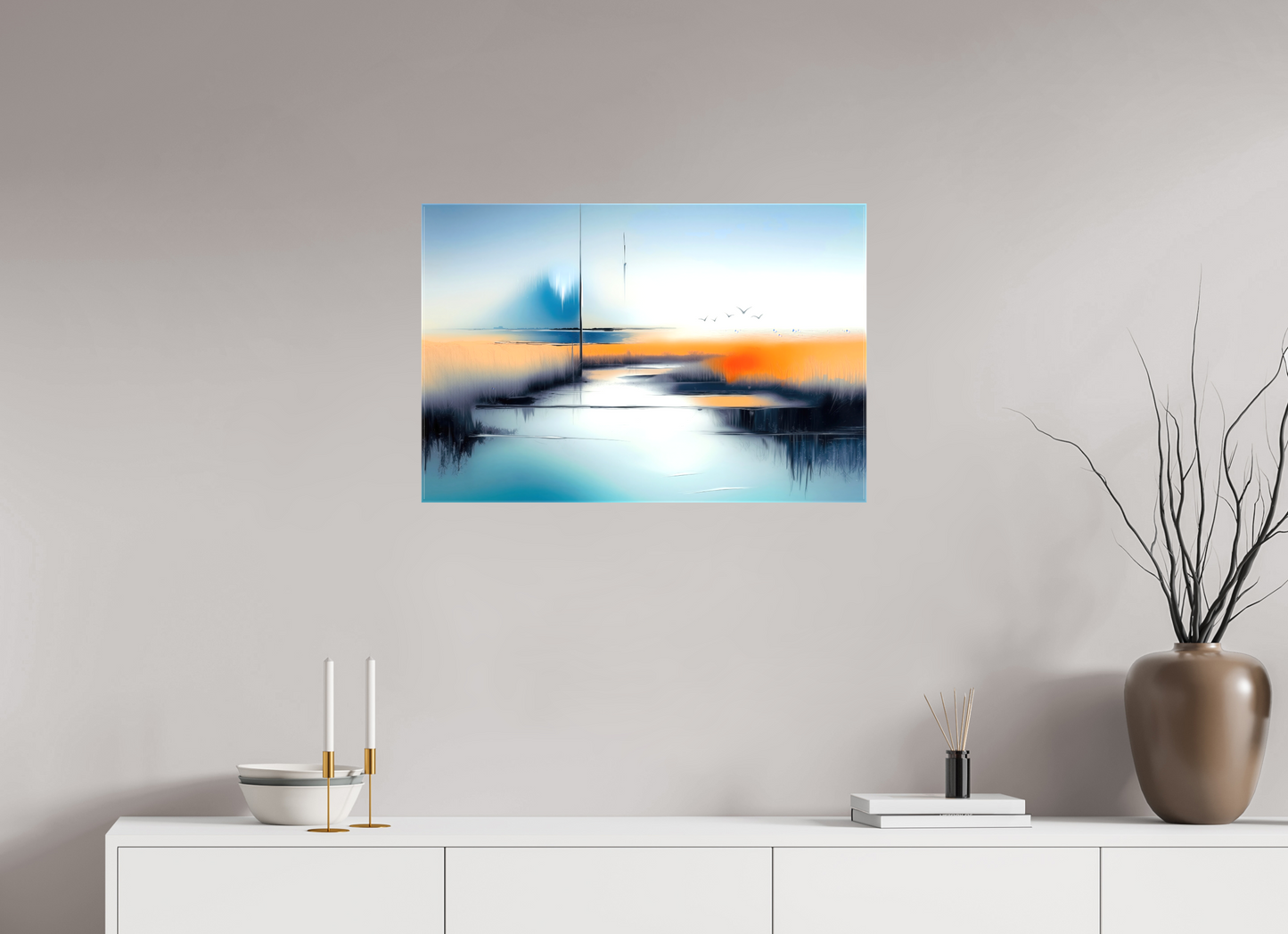 75 x 50 cm, Leinwand glänzend Salzwiese im schwebenden Licht