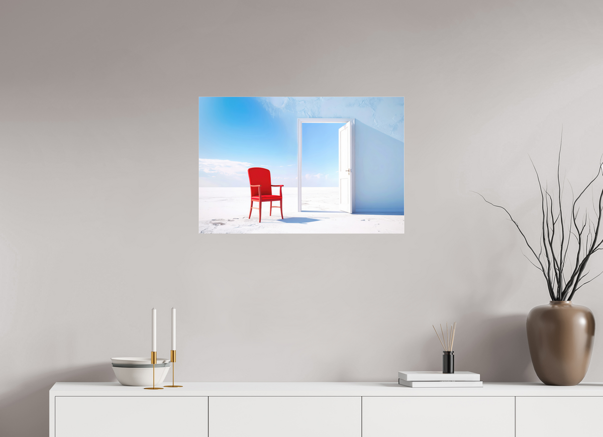 75 x 50 cm, Fine Art Pigmentdruck hinter Acrylglas Blick durch die Tür surreal-02—Wandkunst, Fine Art Print, Leinwand, Acryldruck, Alu-Dibond