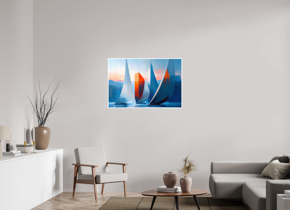 105 x 70 cm, Fine Art Print Hahnemühle Baryta Segelboote abstrakt-15-32—Wandkunst, Fine Art Print, Leinwand, Acryldruck, Alu-Dibond