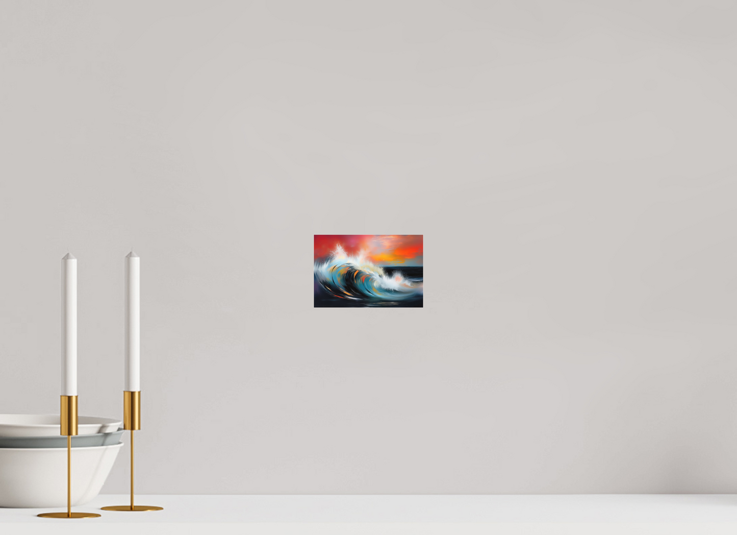 15 x 10 cm, Fine Art Pigmentdruck hinter Acrylglas Glühende Brandung