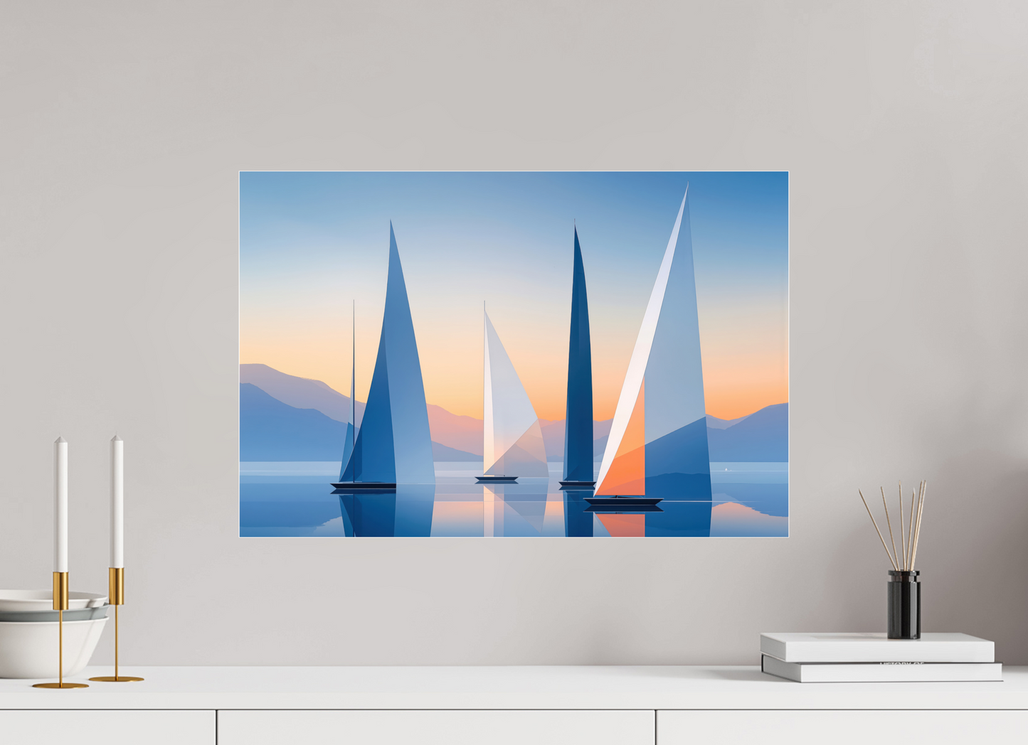 60 x 40 cm, Acrylglas glänzend standard Segel der Stille