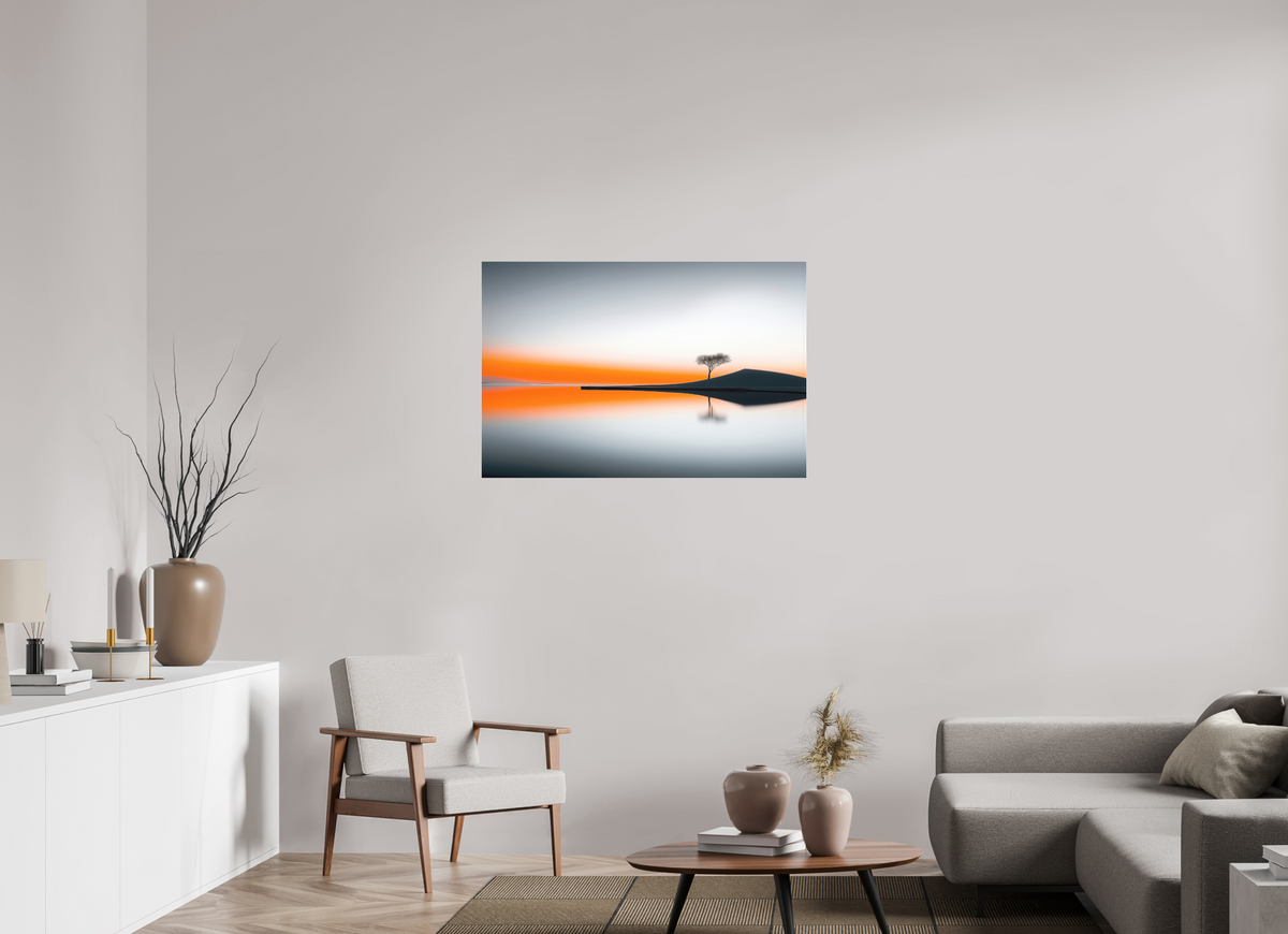 105 x 70 cm, Fine Art Pigmentdruck hinter Acrylglas Uferlinie im Morgenlicht—Wandkunst, Fine Art Print, Leinwand, Acryldruck, Alu-Dibond