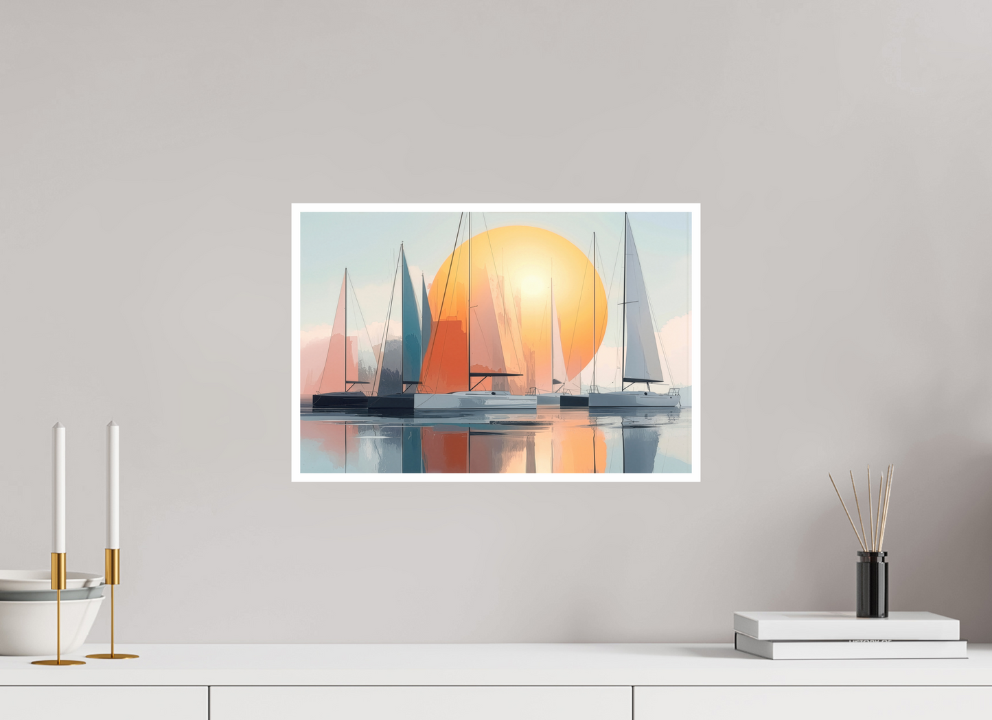 45 x 30 cm, Fine Art Print Hahnemühle Baryta Segelboot-Kunst - Zwischen Horizont und Geometrie-01
