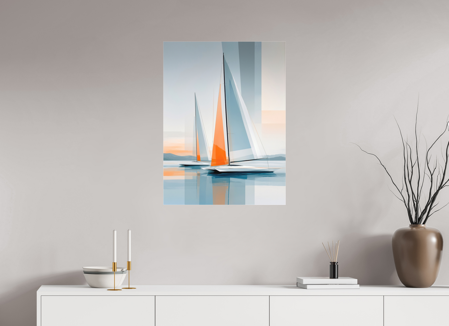 60 x 80 cm, Fine Art Pigmentdruck hinter Acrylglas Orange im Blau